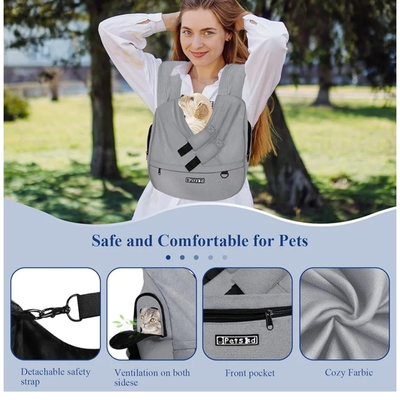Pets Dog Carrier Sling in Gray by Abrand - Picture 6 of 7